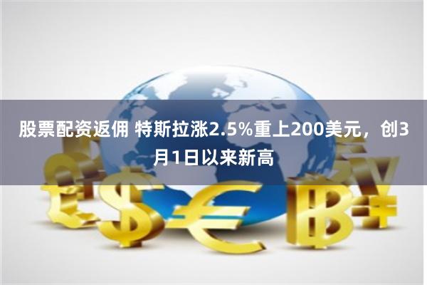 股票配资返佣 特斯拉涨2.5%重上200美元，创3月1日以来新高